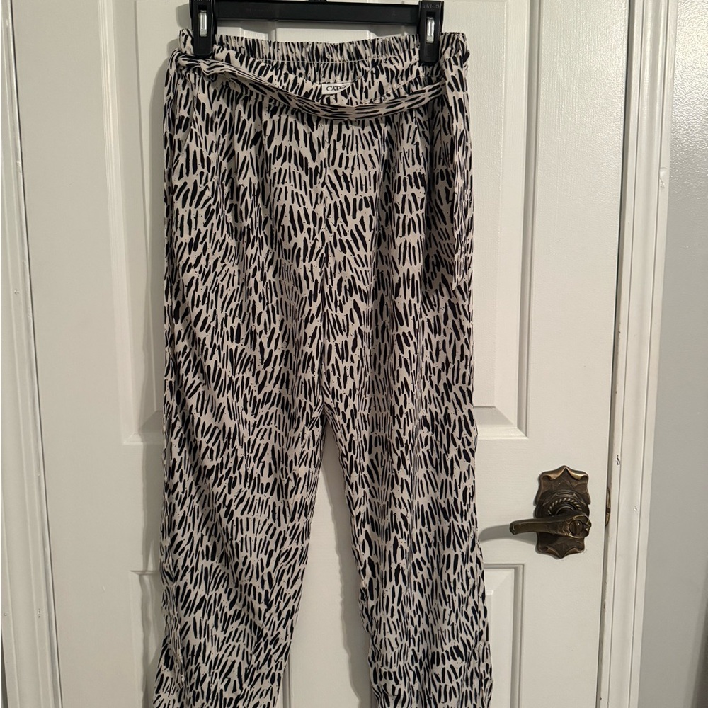 Cato Black and White Wide Leg Pants with Geometric Print